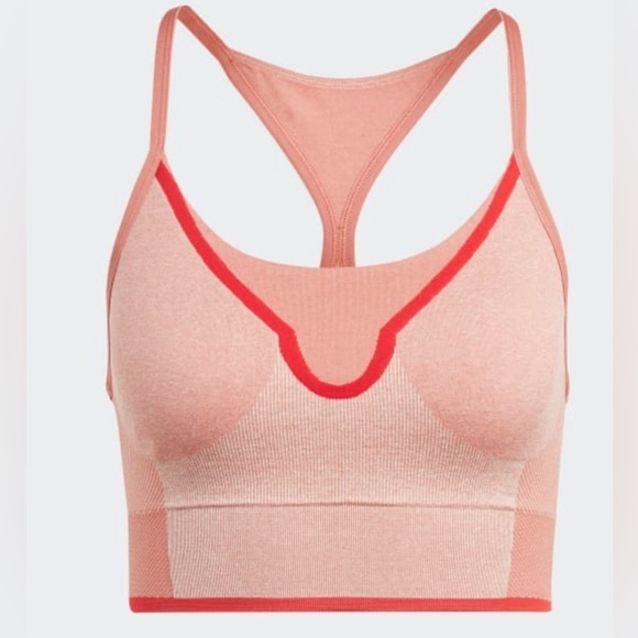 Adidas x Stella McCartney medium sports bra NWT orange burnt cayenne magic earth - Picture 3 of 5